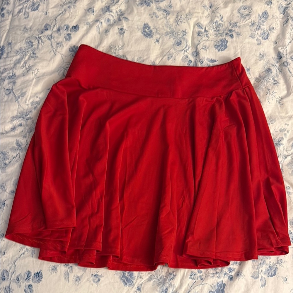 SHEIN Red Mini Skater Skirt for Casual Wear New